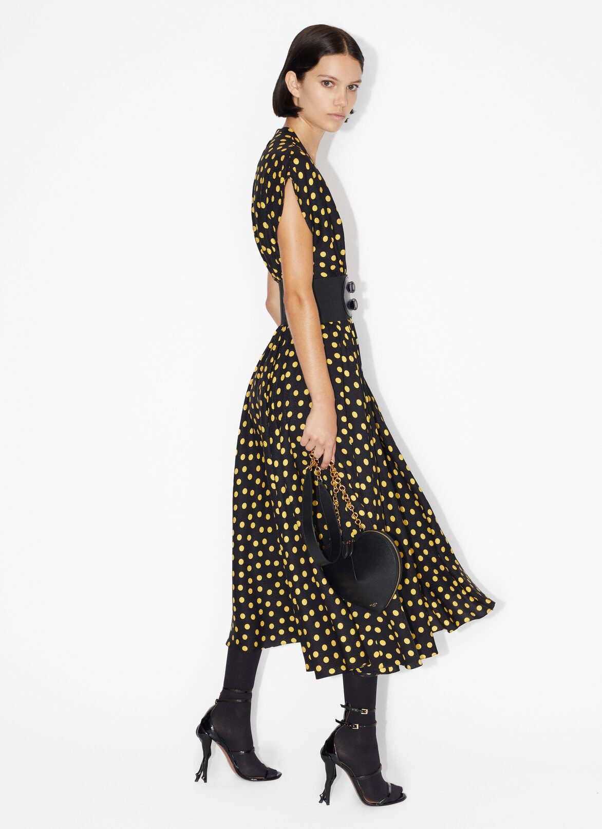 Confettis dots belted dress ALAÏA BLUE CONFETTIS DOTS BELTED DRESS